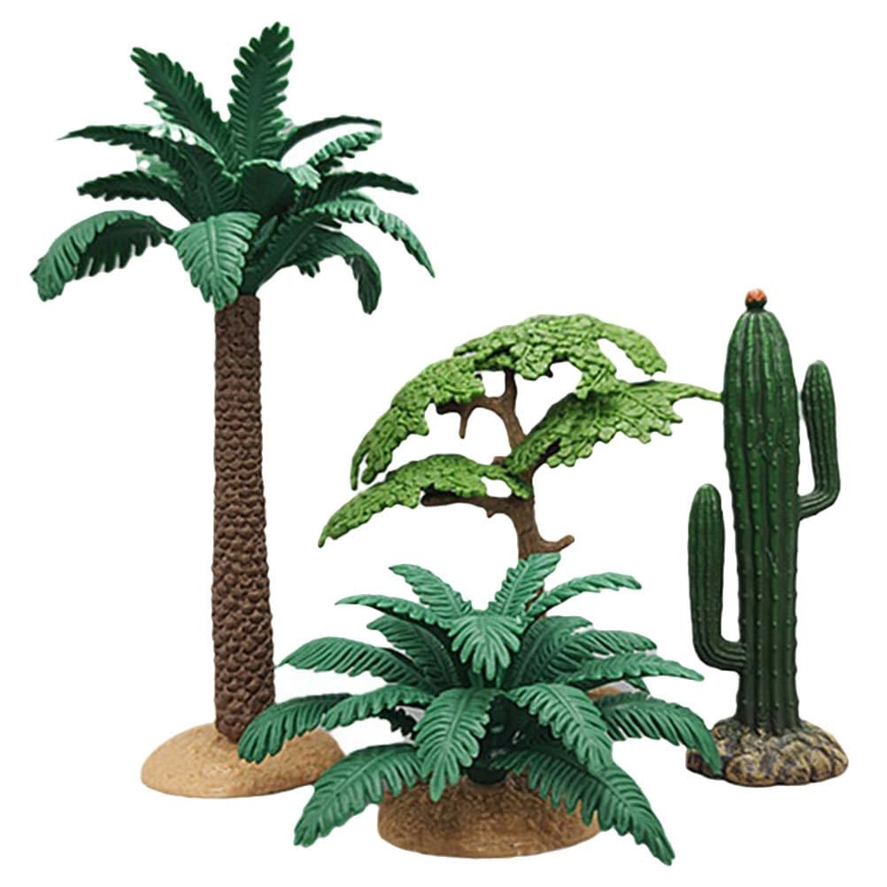 4Pcs Mini Palm Trees and Cactus Artificial Plant Decor Set for DIY Craft Scen…