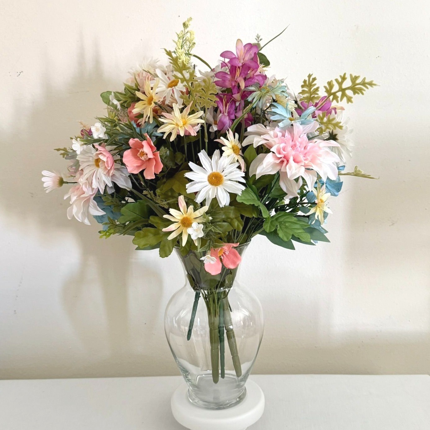 Artificial Mixed Floral Bouquet Multicolor Daisies Hydrangeas Upcycled and New