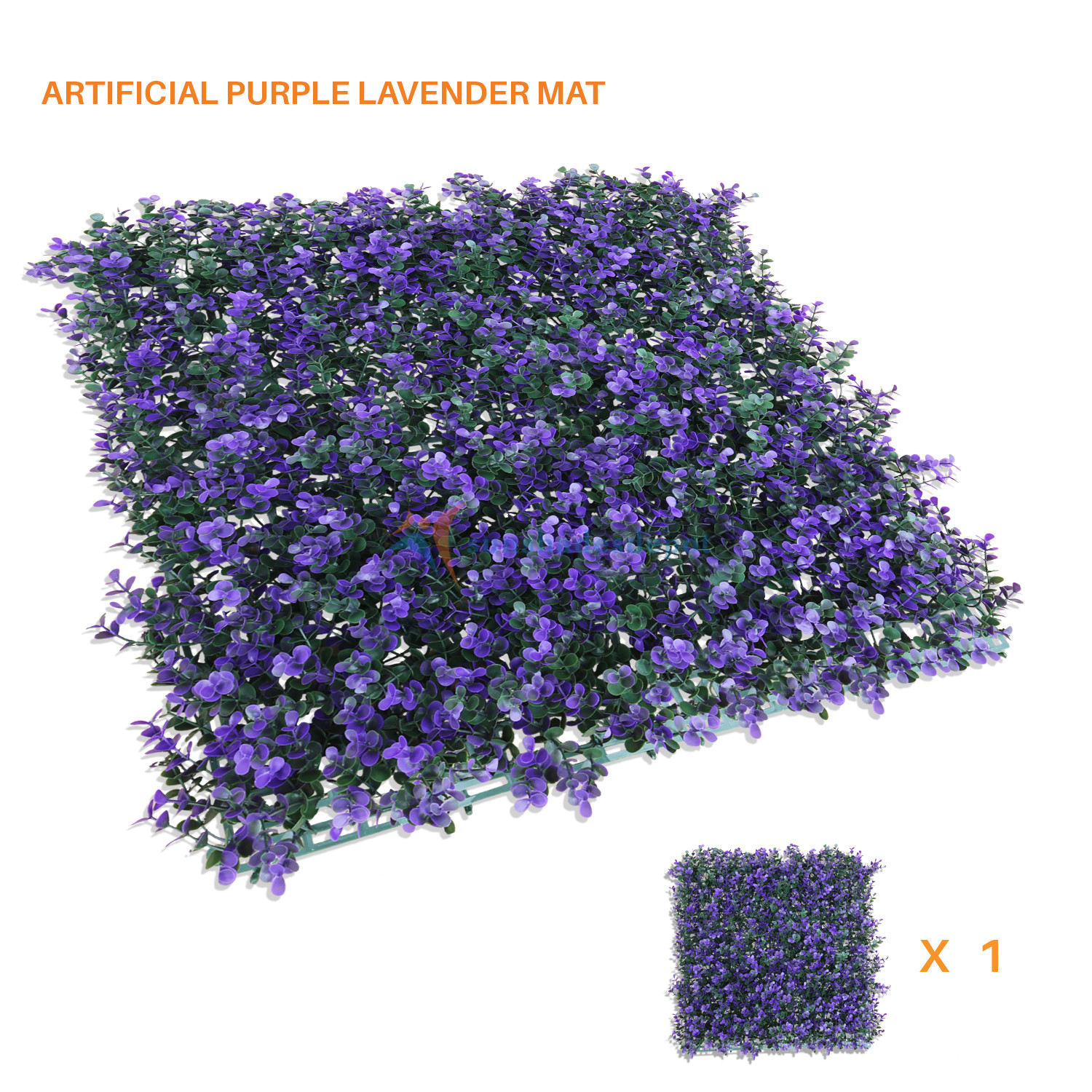 20” Artificial Hedge Faux Purple Lavender Leaves Fence Screen Panel Wall Decor