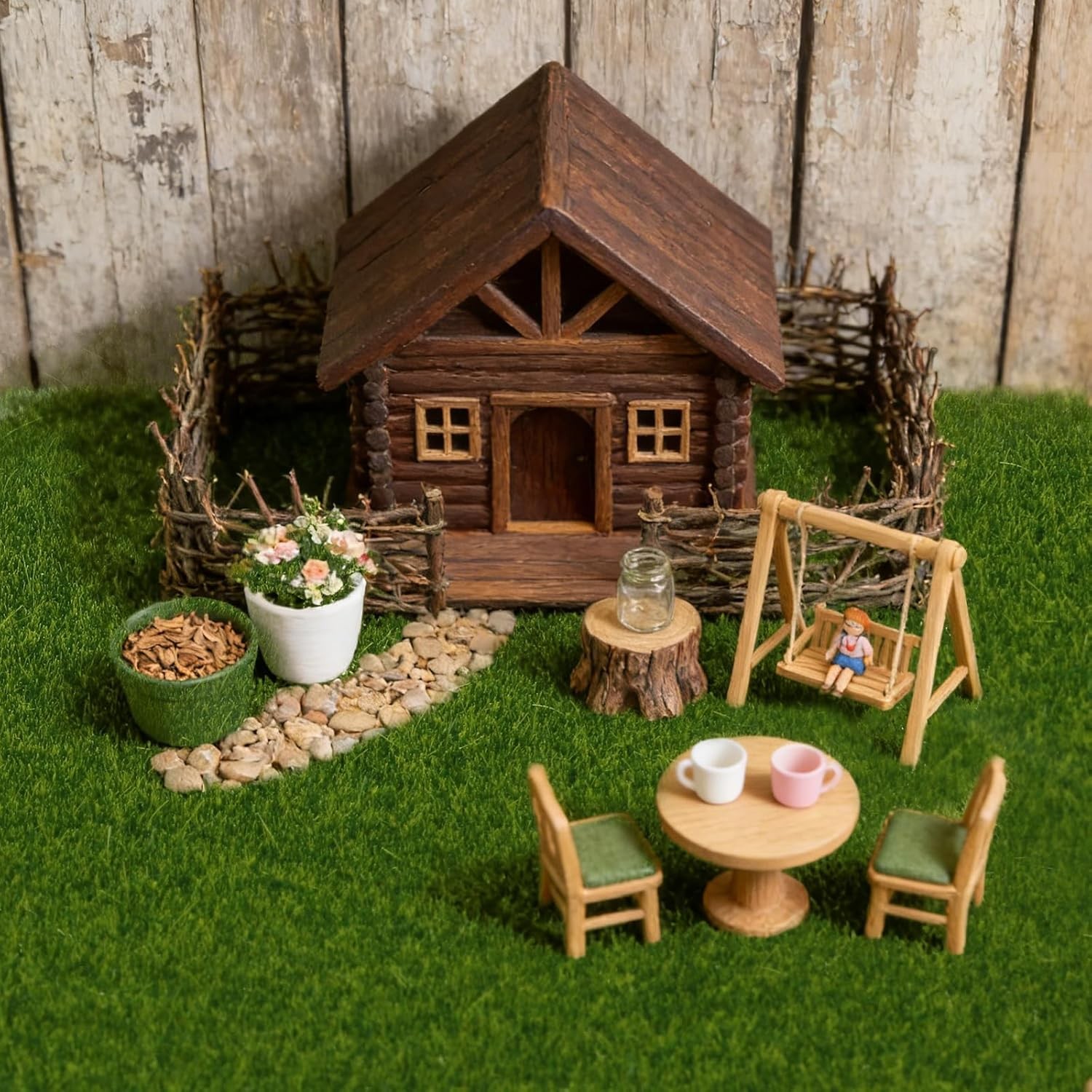 4Pcs 6×6 Inch Fake Grass Decor Crafts Premium Realistic Miniature Artificial