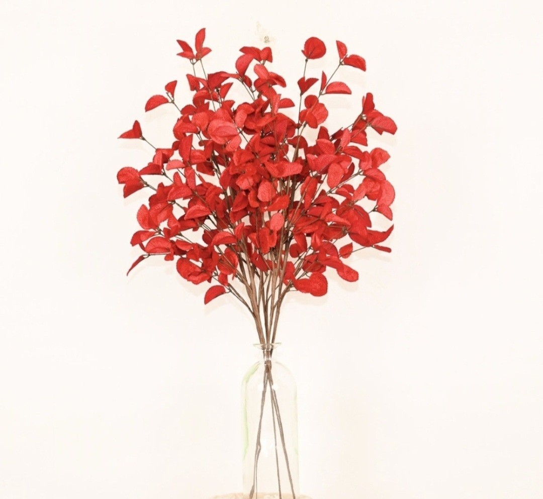 Set of 5 Primrue 26″ Red Faux Eucalyptus Stems – Moody Boho Decor