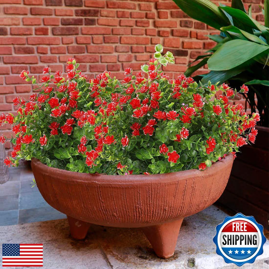 URSTOUD 10PCS Artificial Flowers, Fake Artificial Greenery UV Resistant No Fa