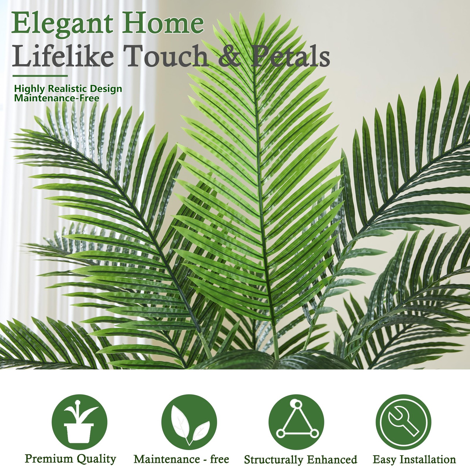 Artificial Palm Tree:6FT Tall Fake Areca Palm Plant (White Planter)