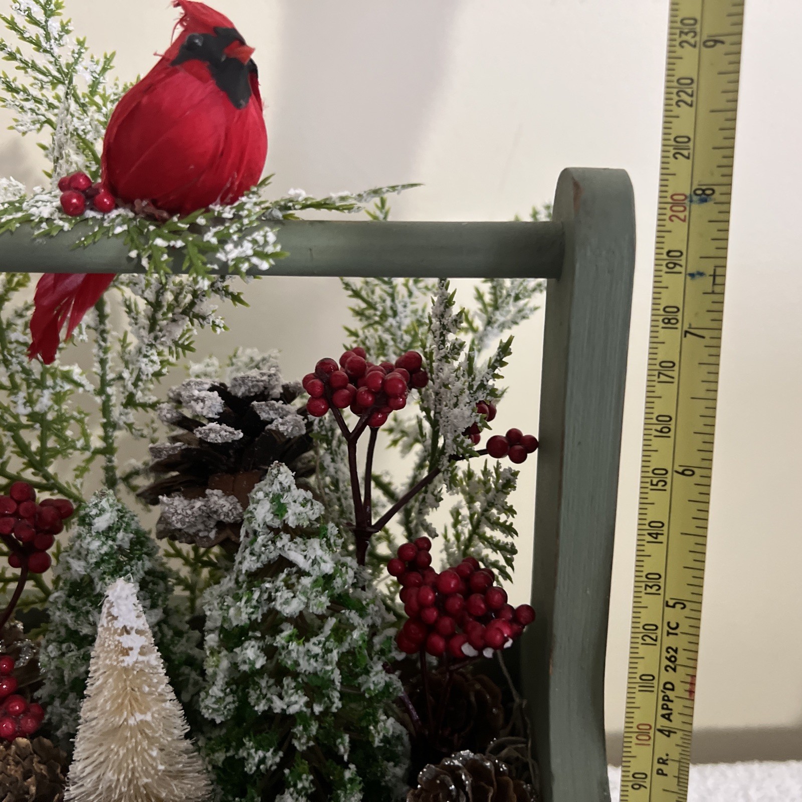 Rustic Centerpiece In Wood Box Cardinal Pinecones Winter Decor
