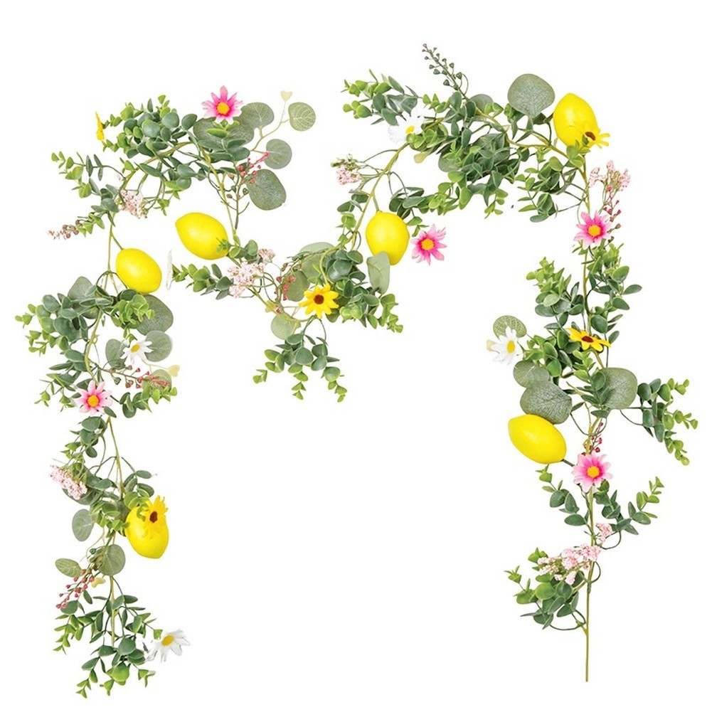 Artificial Lemon Vine with Greenery for Spring Mantel or Shelf Decoration