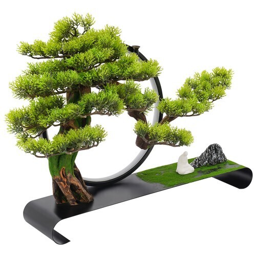 Zen Artificial Pine Tree with Lamp Rings Decoration for Backflow Incense 110V