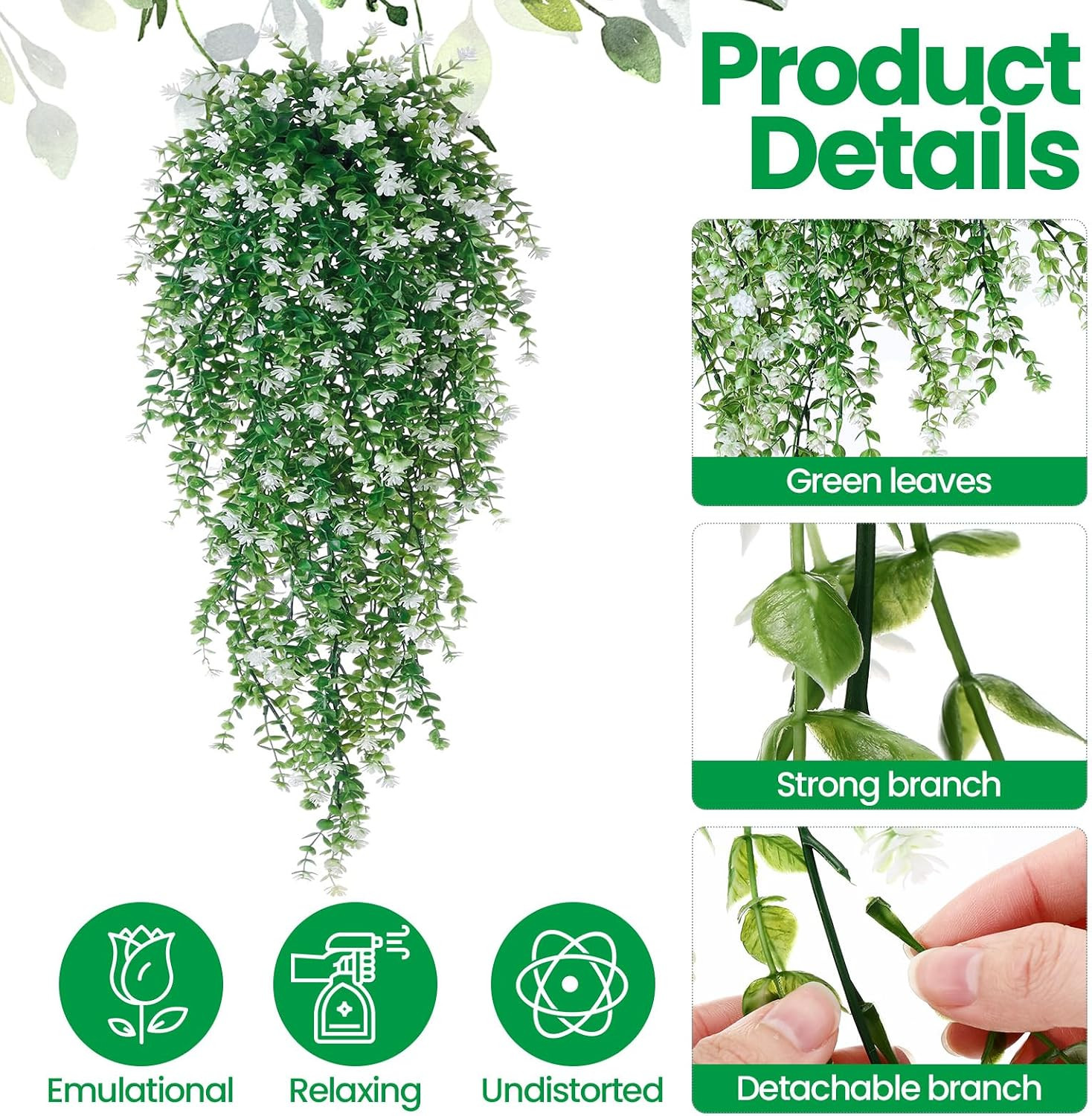 28 Pcs Artificial Hanging Plants 32 Inch Plastic Fern Vine Fake Greenery Plant F