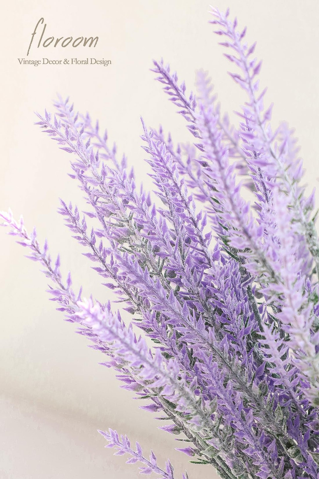 Artificial Purple Lavender, 4 Bushes Flocked Fake Lilac Flower for Wedding Bo…