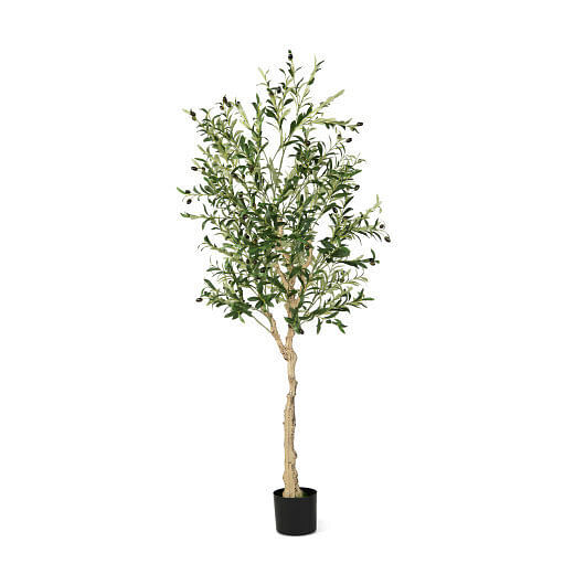 6 Feet Artificial Olive Tree in Cement Pot-1 Piece – Color: Green