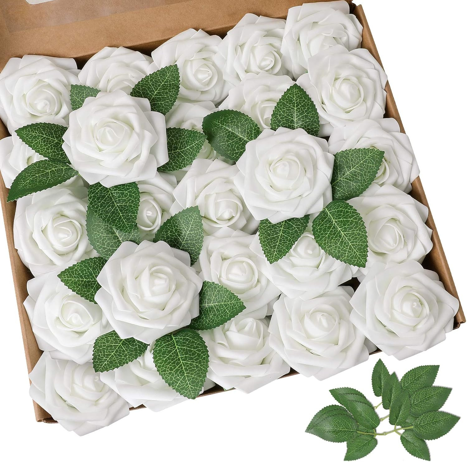 25Pcs Real Looking Artificial Lavender Roses W/Stem for DIY Wedding Bouquets Cen