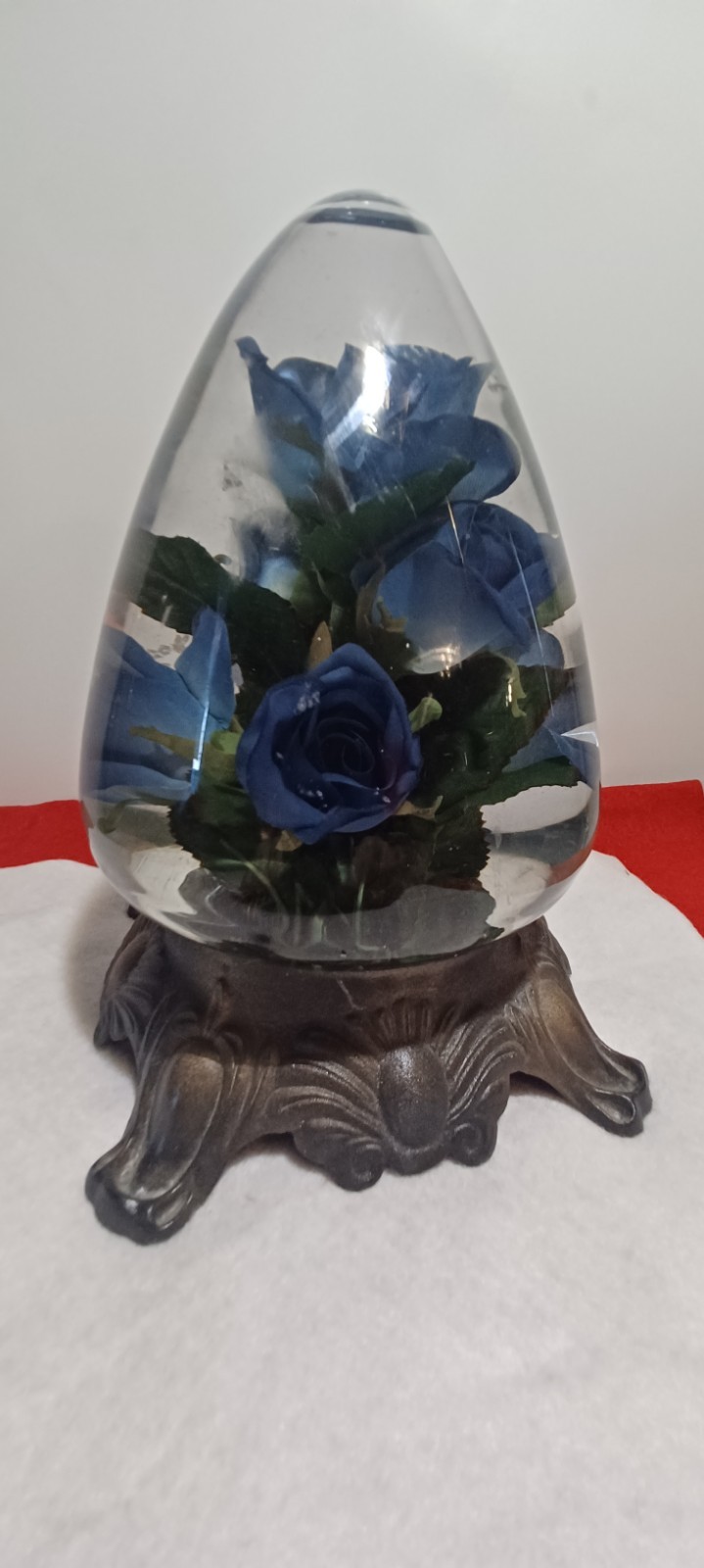 Vintage Egg Shaped Blue Rose Dome in Liquid Approx. 9″ Tall & 18″ circ. @ Base