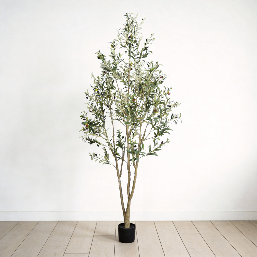 Artificial Olive Tree in Black Plastic Pot, 1pc/set