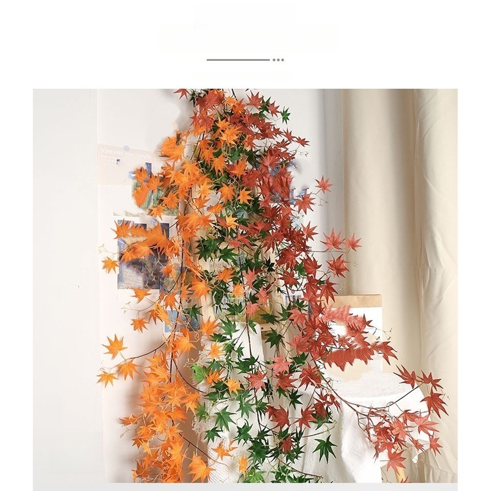 Maple Leaf Vine Decoration 170cm Chicken Feet Style Polyester Cloth Material