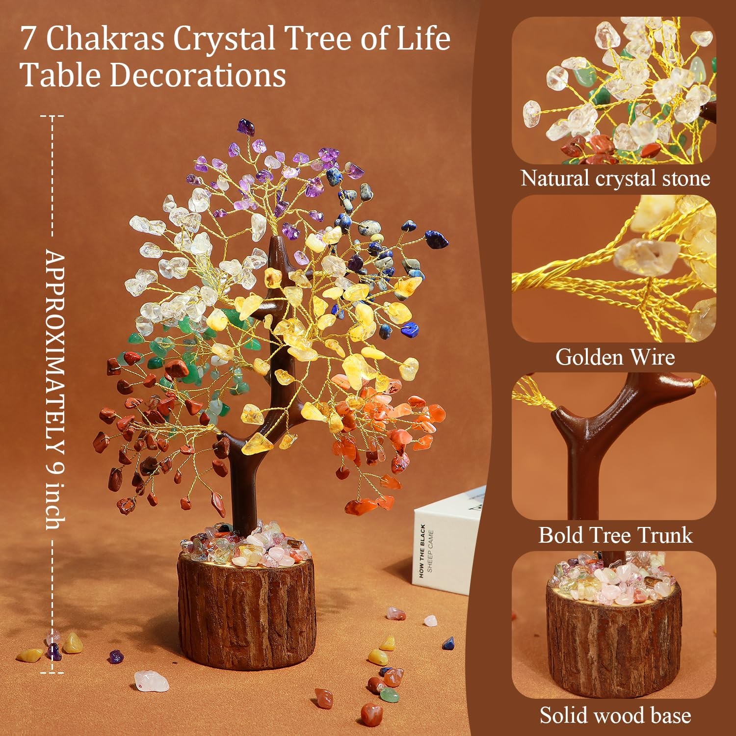 Handcrafted 7 Chakra Healing Crystal Tree of Life for Yoga, Meditation, Home …