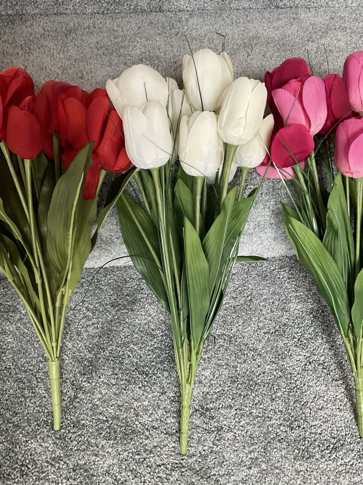(4) Artificial Spring Flower Tulip Bouquets ~ Purple/Red/White/Pink ~ Decor