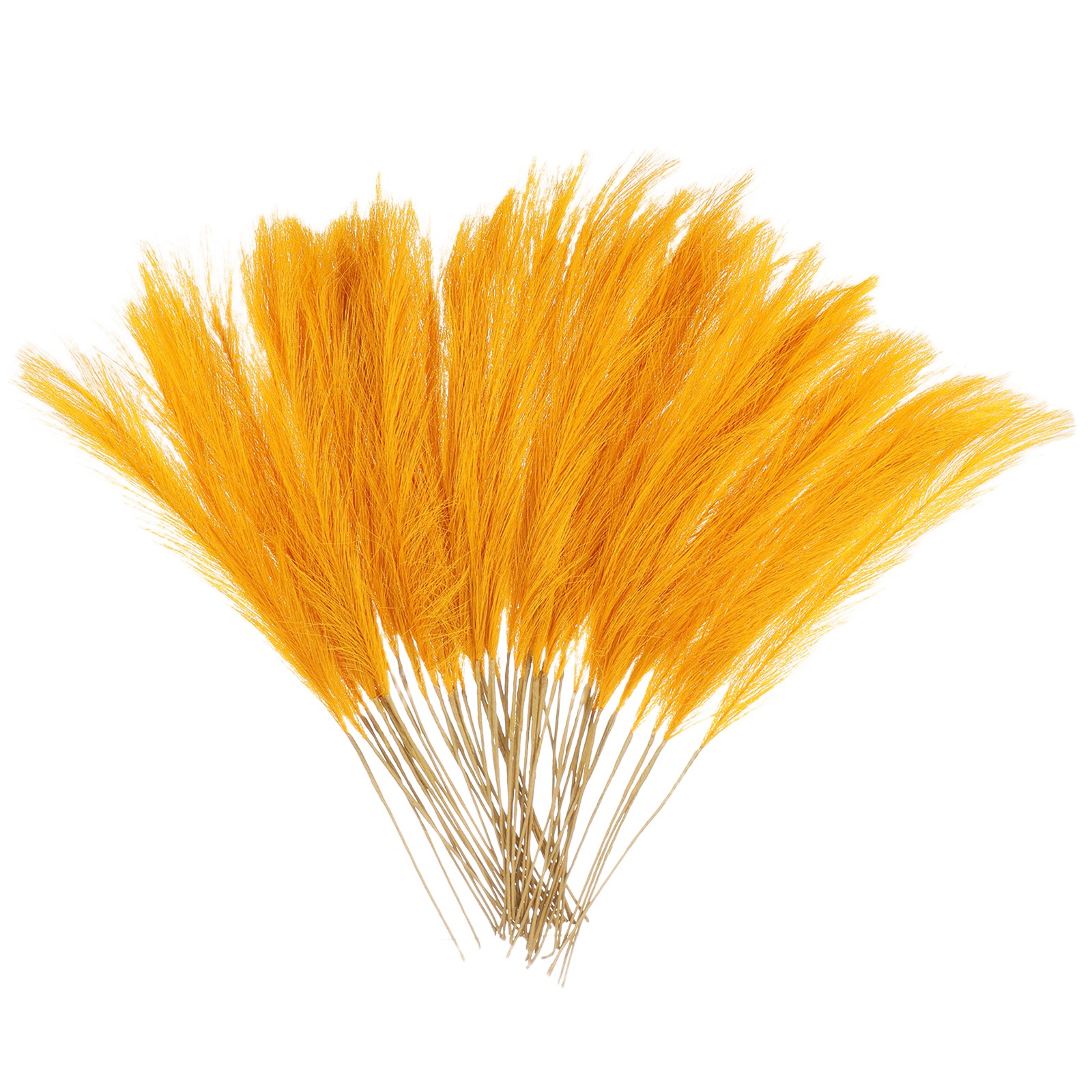 50 Pcs Faux Pampas Grass 52cm/20.5″ Dried Pampas Grass Decor, Gold Yellow