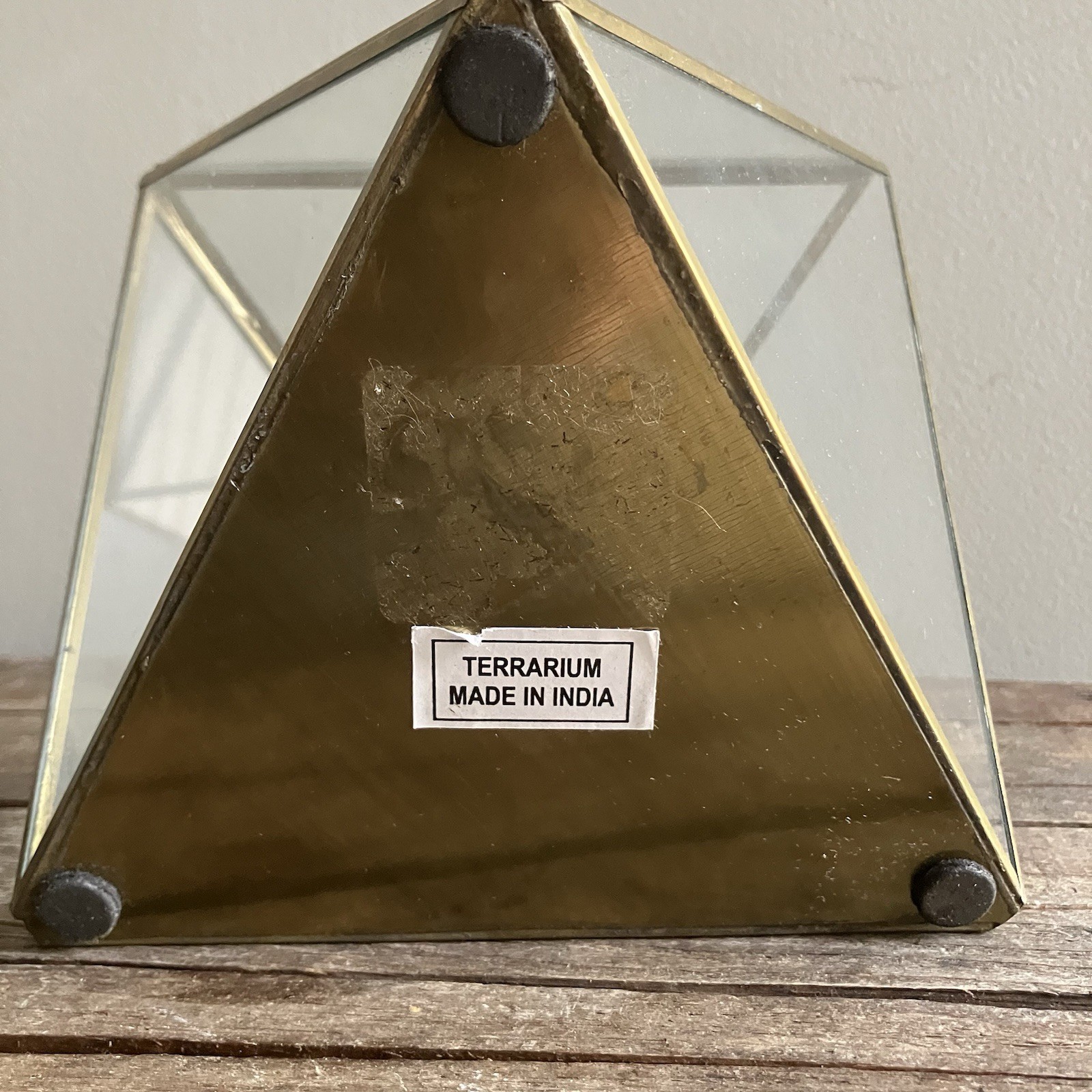 Gold Metal Mirror Glass Geometric Succulent Terrarium 6” India