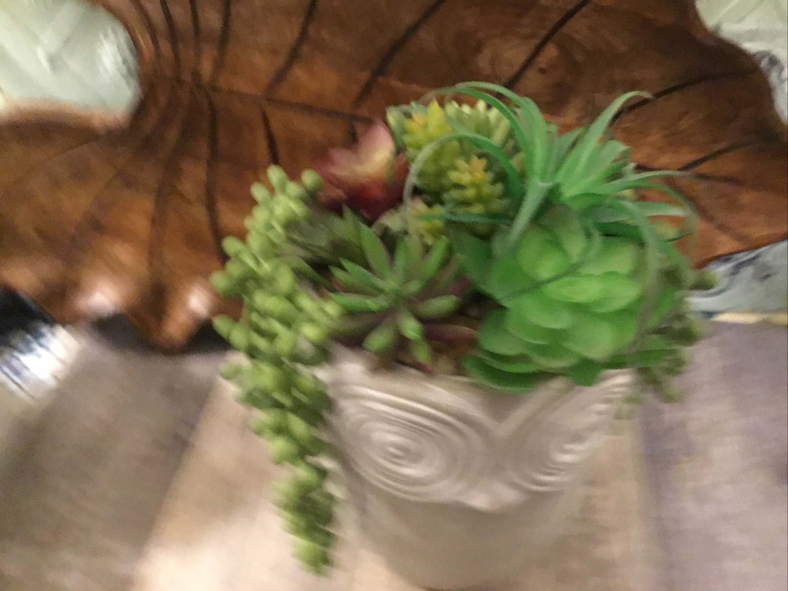 Owl large pot with faux succulents 6 1/2” High Bohemian Mod Owl Lovers Gift