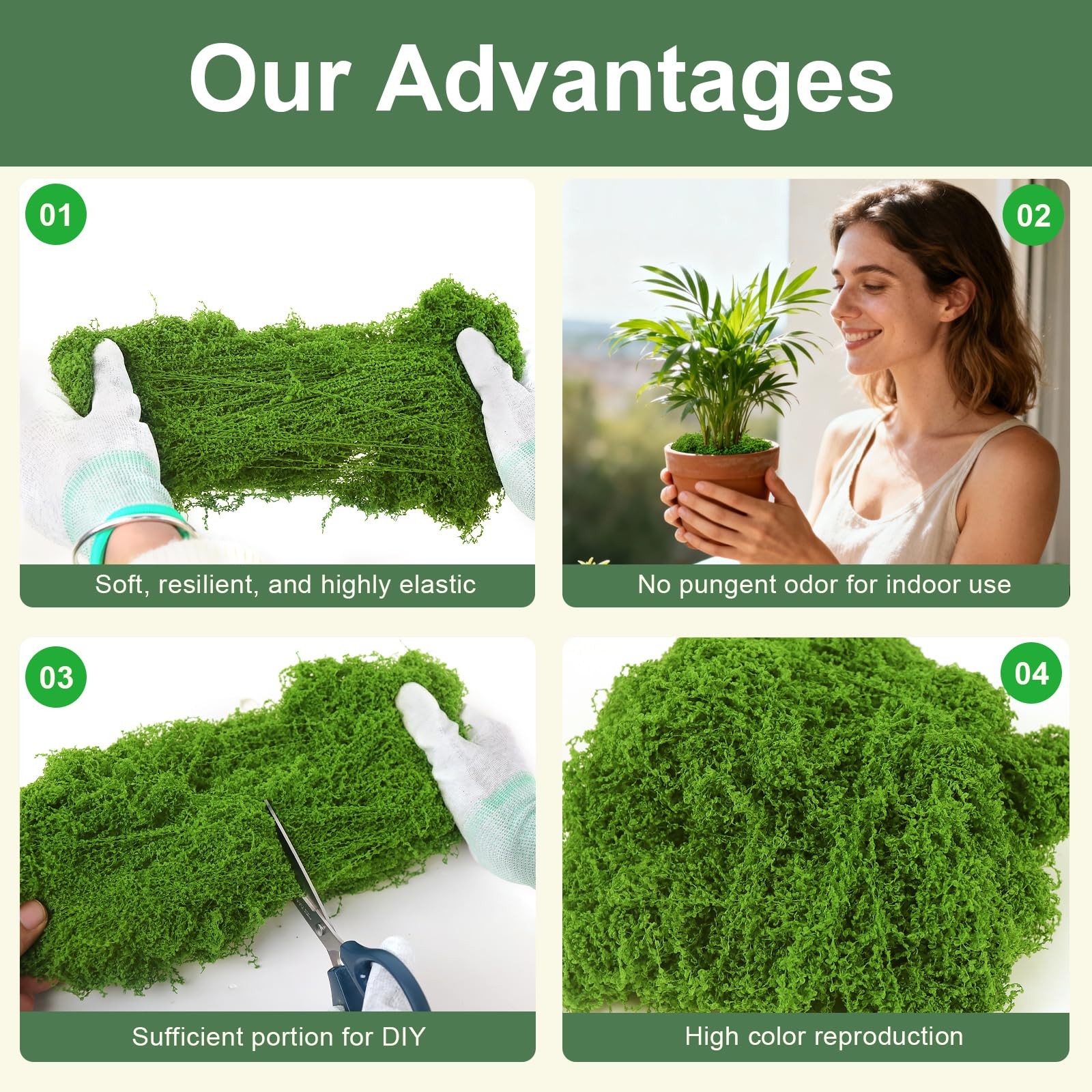 PCREGPAE 1.5lb Artificial Fake Green Moss for Crafts Plants Indoor | Comes wi…
