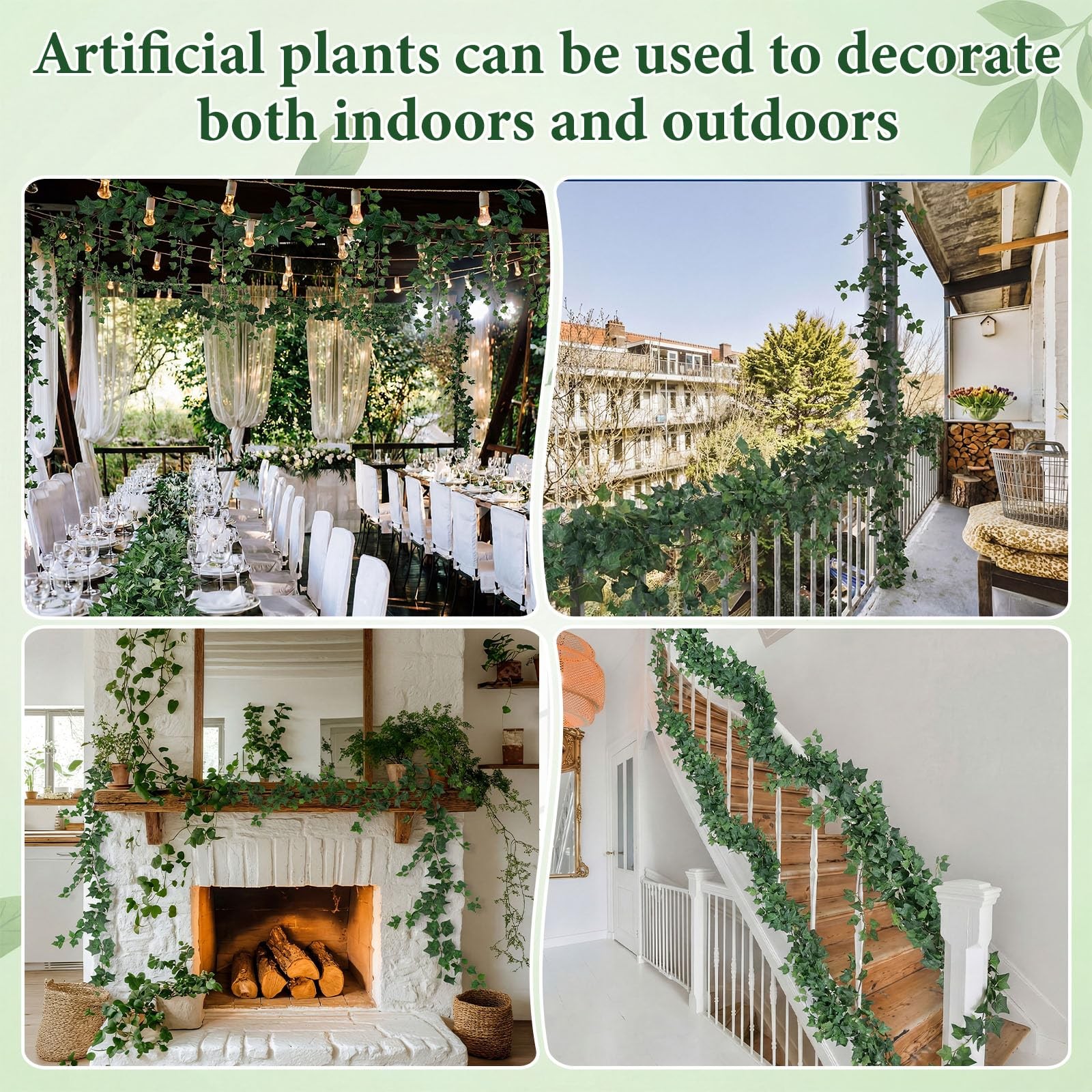 4 Pcs 2 Pcs 71 Inches Artificial Ivy Vines Garland Green Fake Ivy Garland Fau…