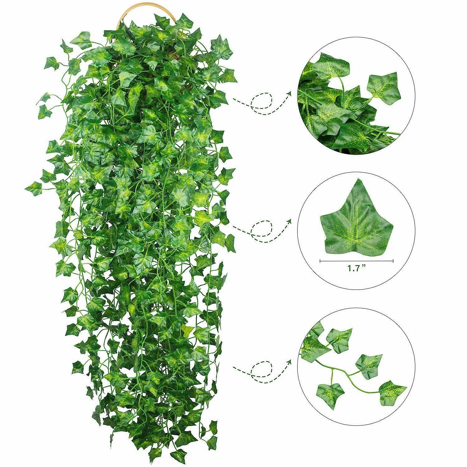 12pcs Artificial Ivy Leaf Plants Vine Hanging Garland Fake Flowers Home Decor