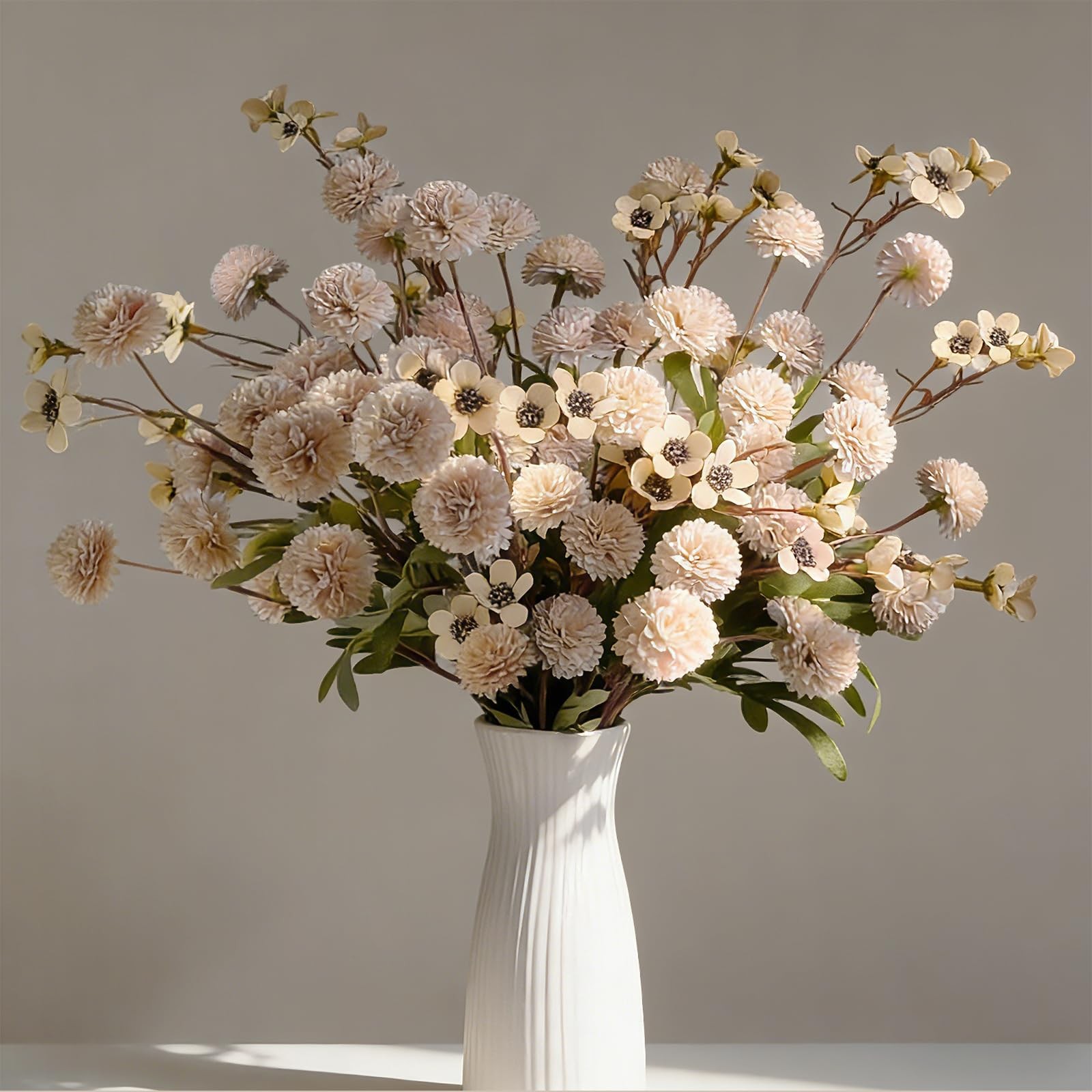 13Pcs Faux Kiku Flowers for Vase – Long Stem Artificial Flowers with Wax, Fak…