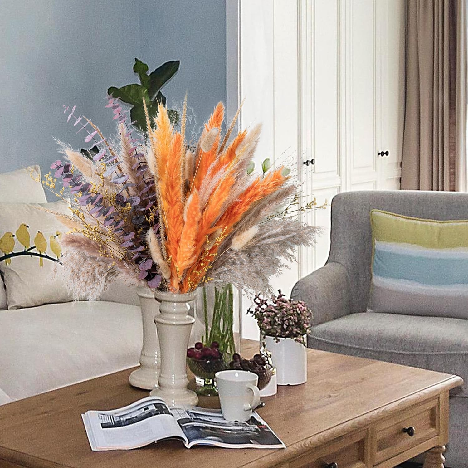 Fall Decor Pampas Grass Decor Eucalyptus Boho Decor Bouquet Dried Pampas Home