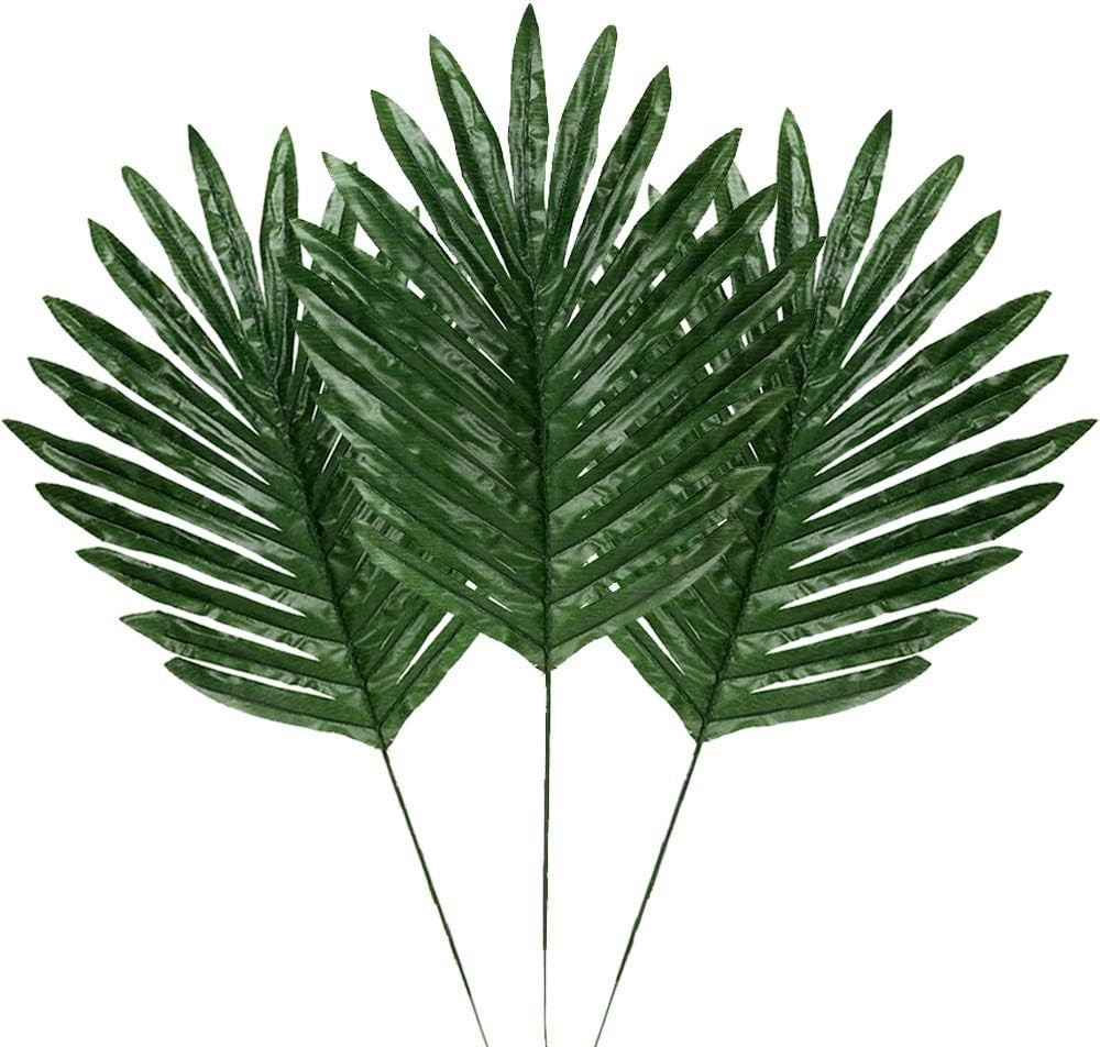 30 Pcs Faux Palm Leaves with Stems Artificial Tropical Plant Imitation Safari