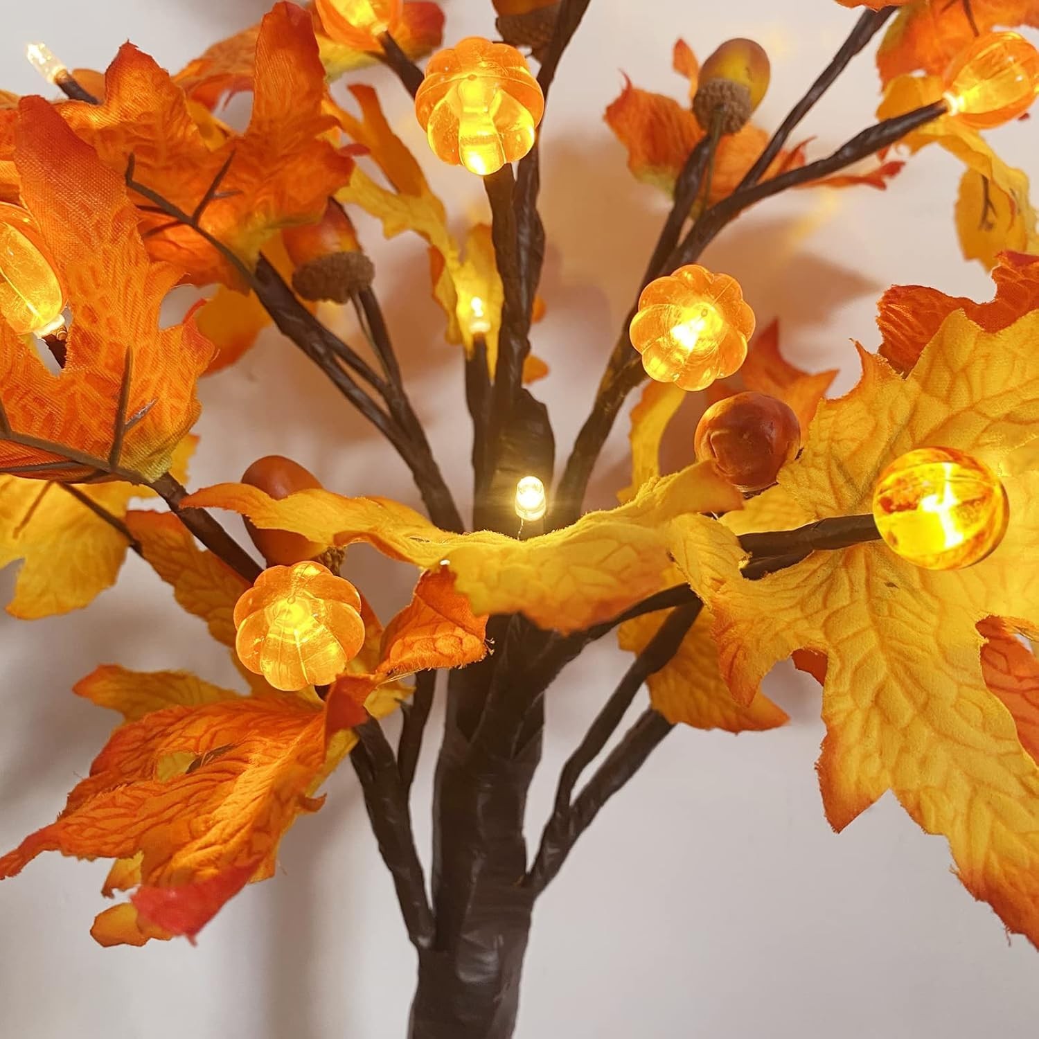 Fall Decorations Artificial Fall Lighted Maple Tree,Total 48 Battery/USB Oper…