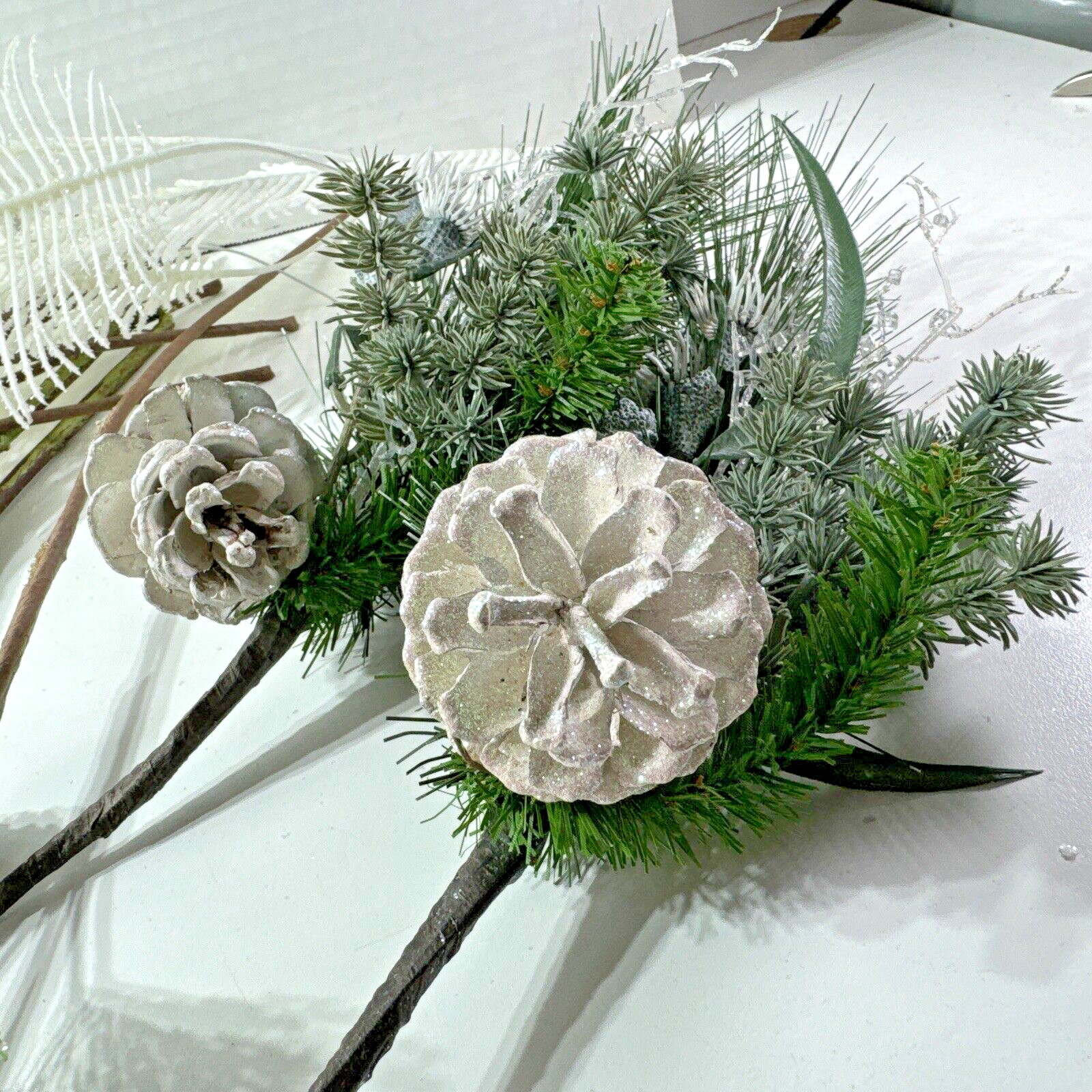 17X ESTATE Vintage ICY Stems Faux Branches Assorted Vase CHRISTMAS DECOR
