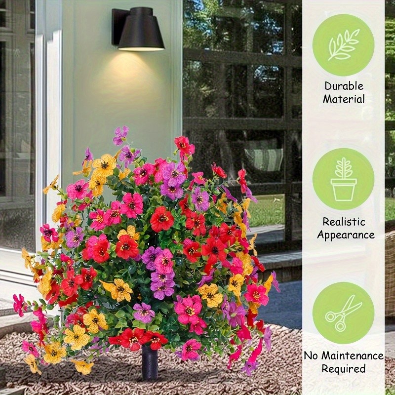 2Pcs Artificial Violet Flowers Ground Spike Fake Plants Garden Patio Yard Decor