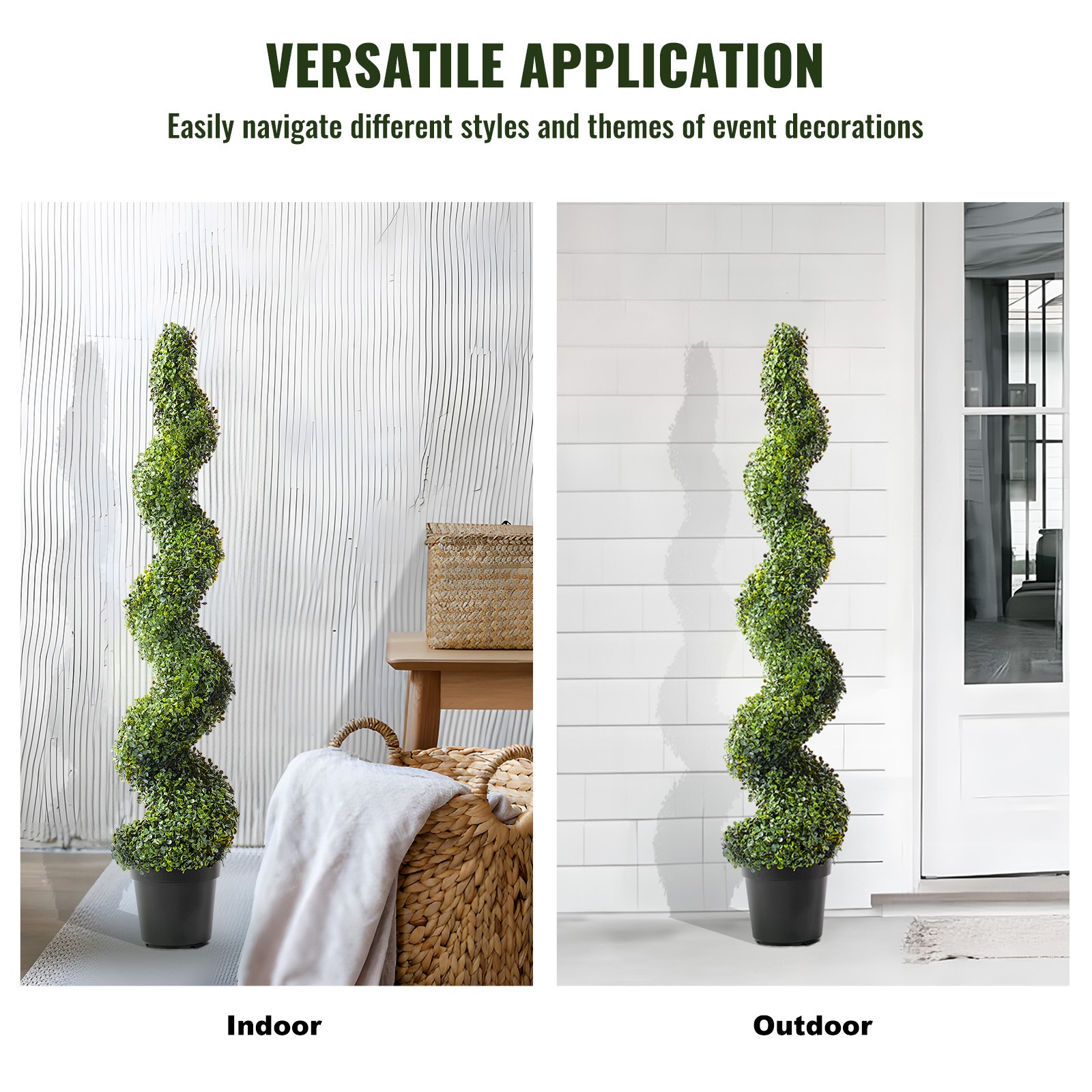 Uimoso 2 Pack 5′ Artificial Boxwood Topiary Tree Faux Plant UV Decor In/Outdoor