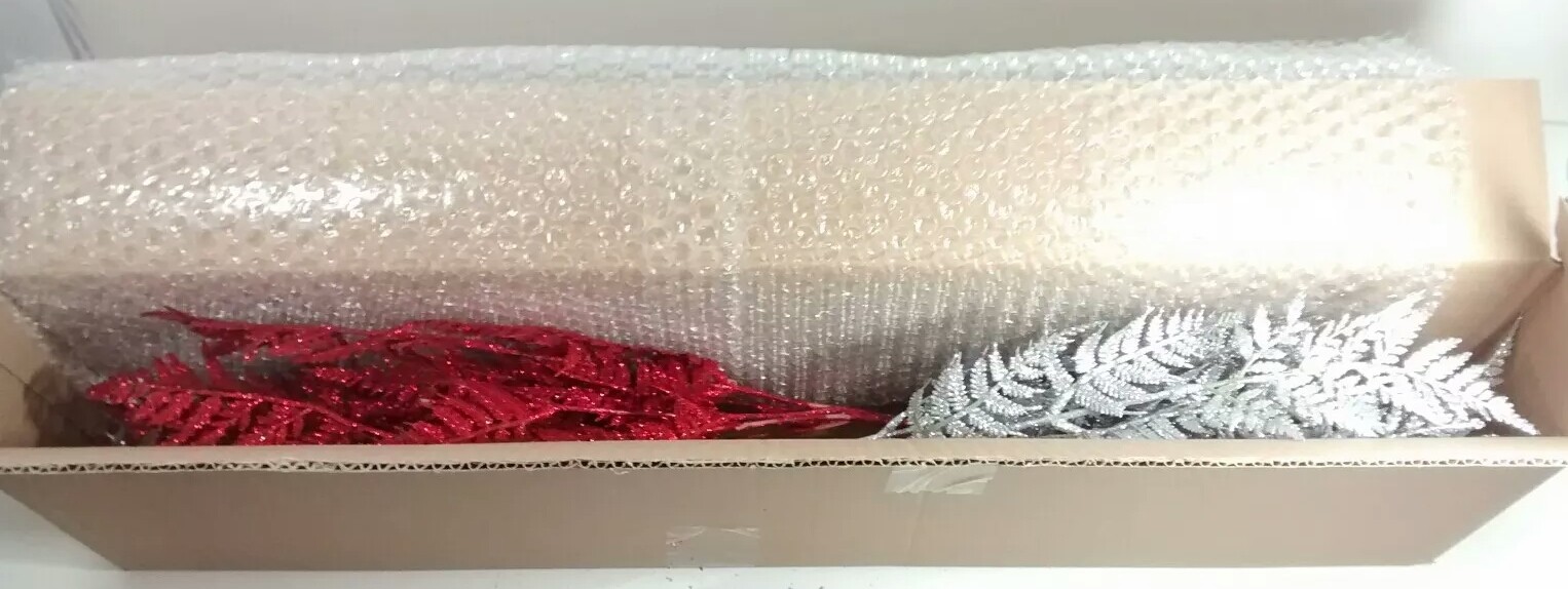 Set Of 6 Mixed Metallic Glitter Red & Silver Berry Sprays Floral Decoration