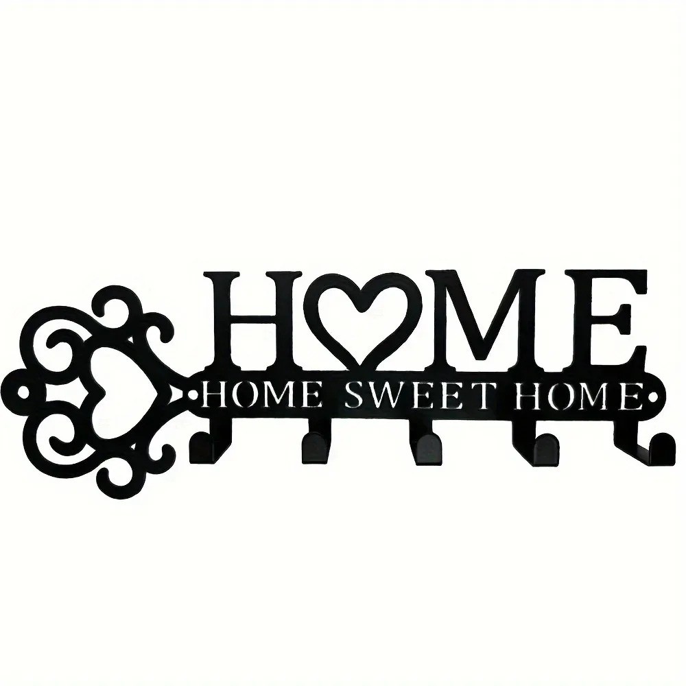 5-Hook Metal Key Rack Coat Hanger – Wall Mounted Towel Organizer for Home