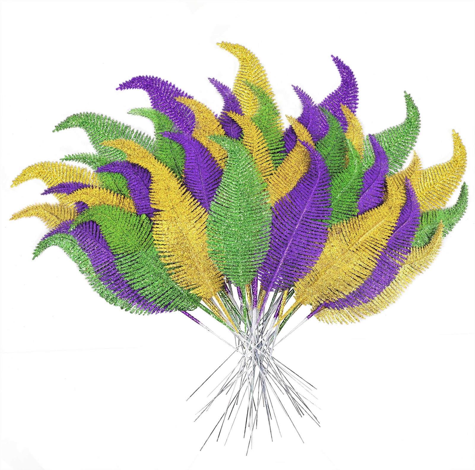 Mardi Gras Decorations 52Pcs Green Gold Purple Feathers for Party Centerpieces