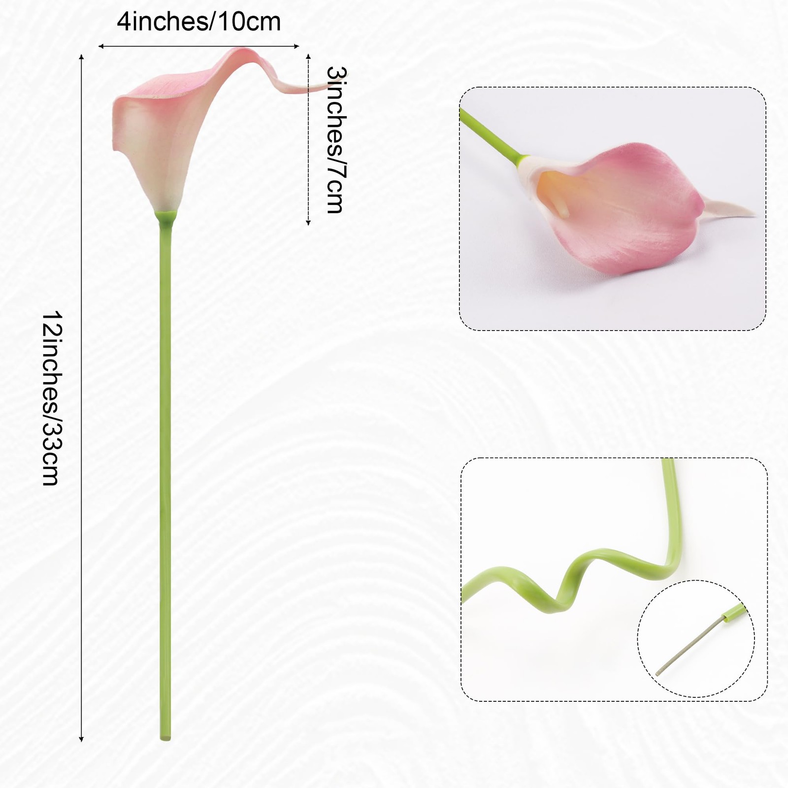 Artificial Calla Lily 12Pcs Pink Real Touch Faux Flowers for Wedding Bouquet,…