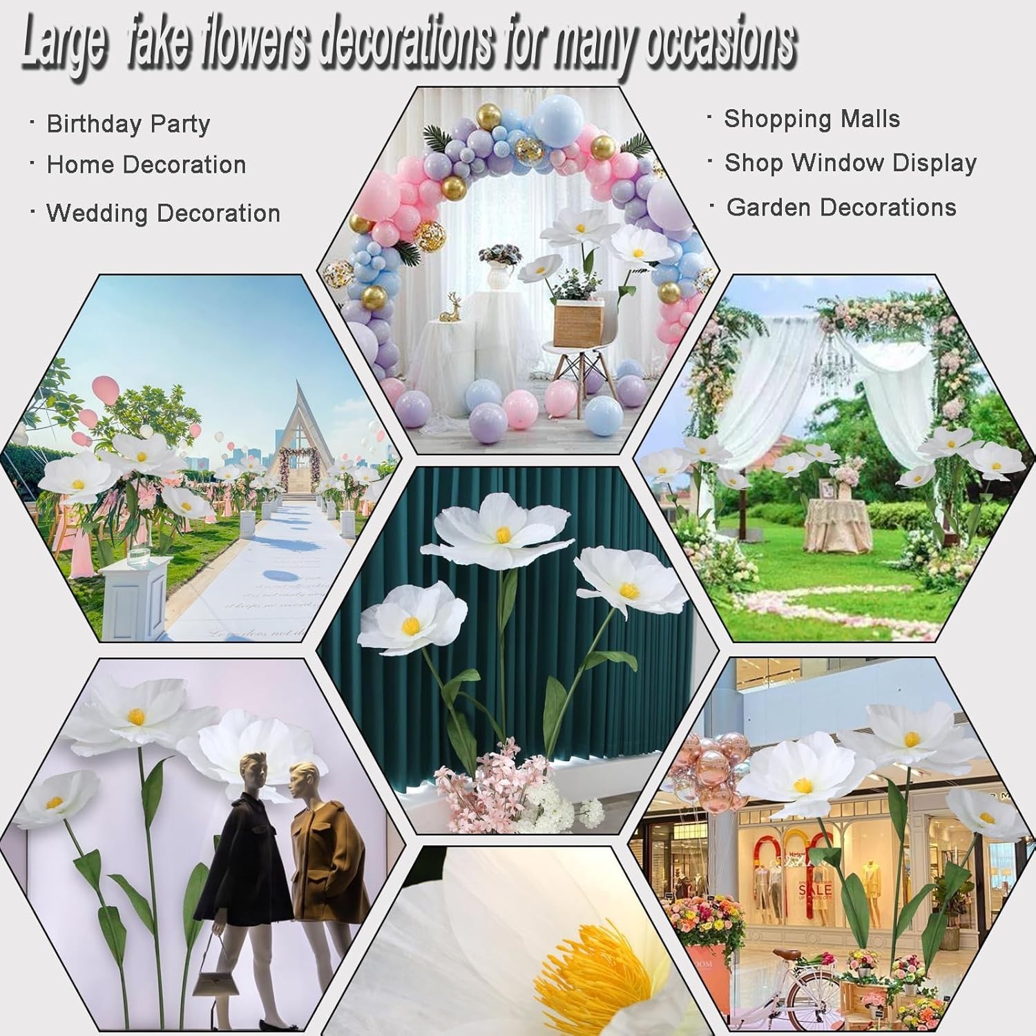 5.9 Ft Large Paper Artificial Flowers Giant Standing Poppy Wedding Decor Red