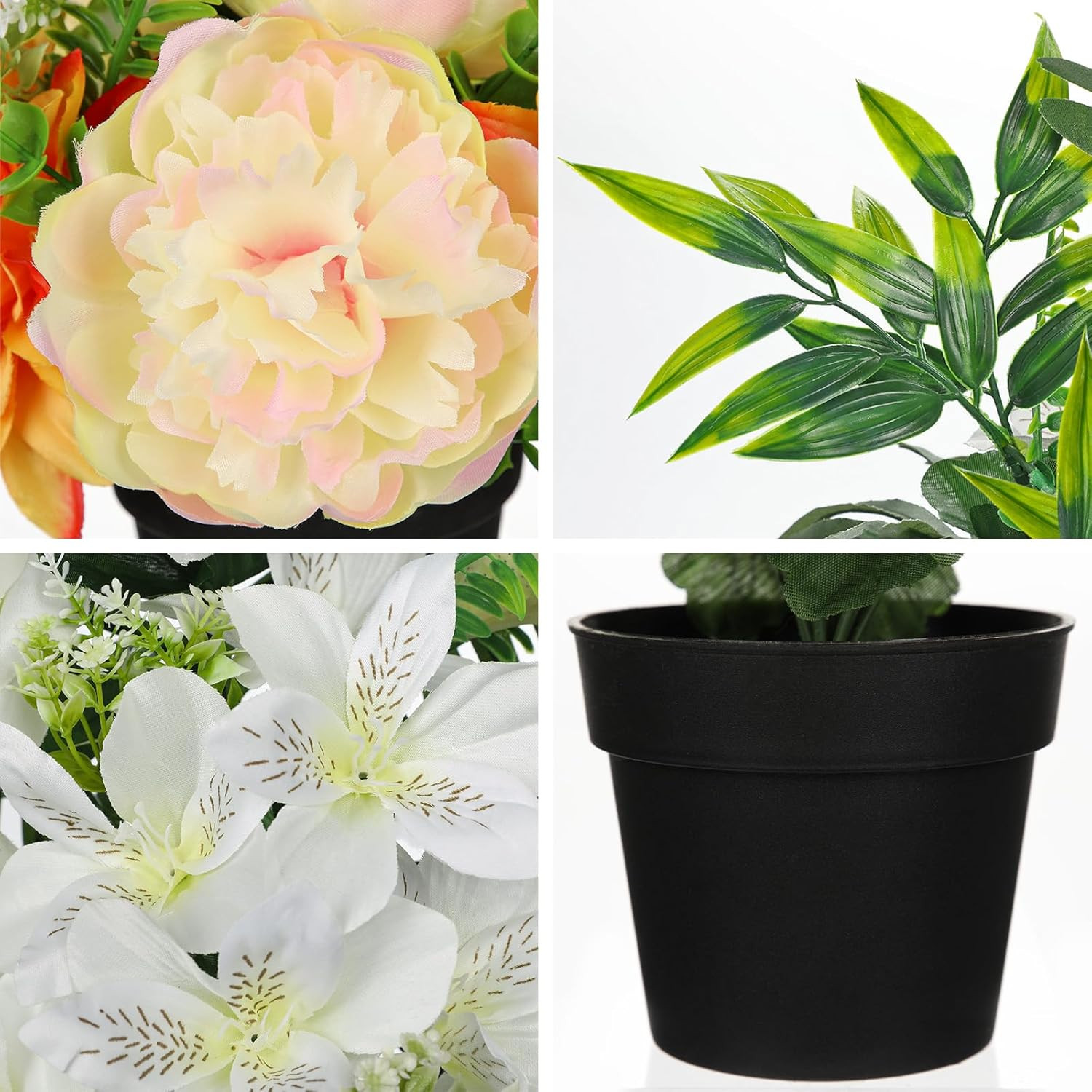 Yellow Artificial Flowers Small Fake Flowers in Vase Peonies Dahlia Tiger Lily P