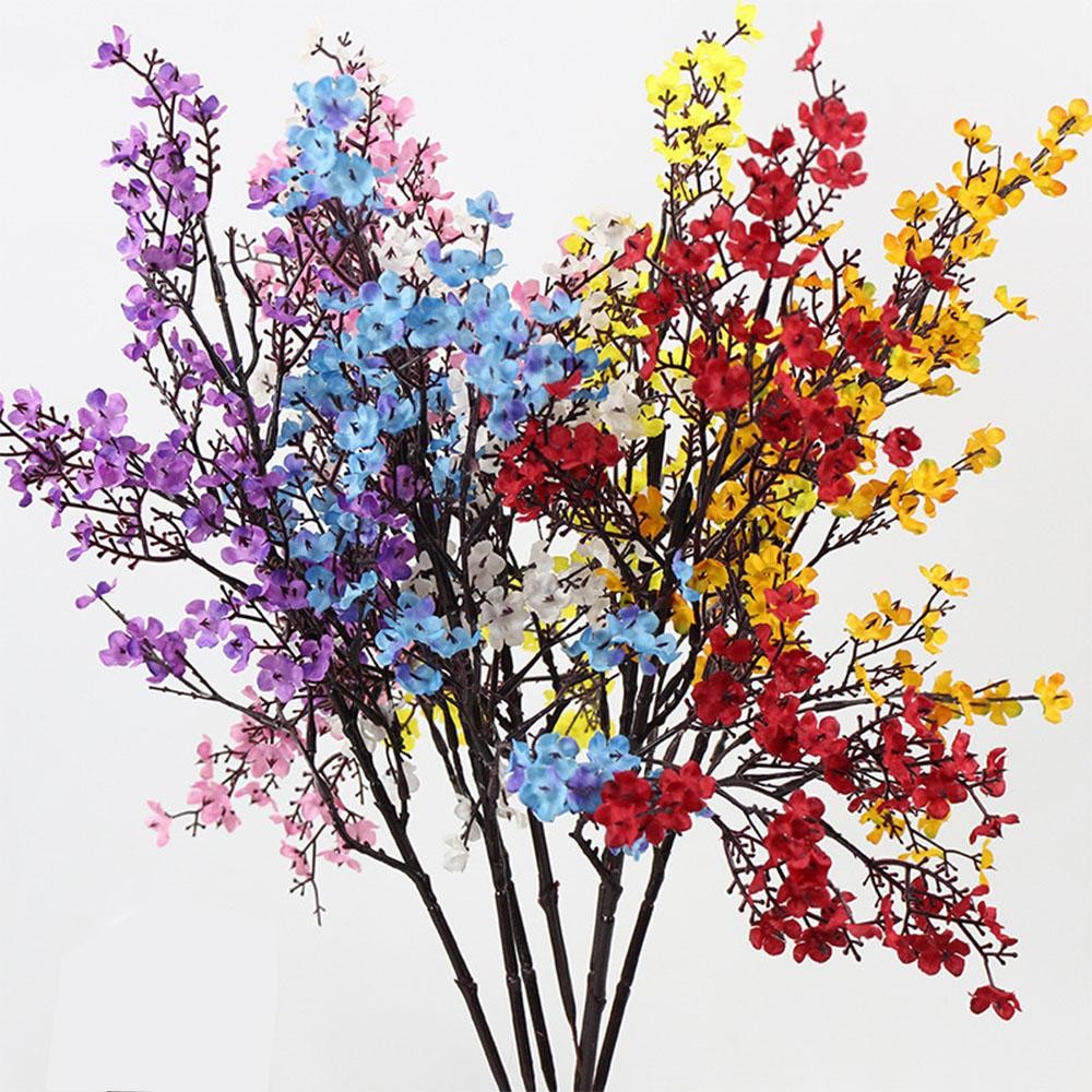 Artificial Cherry Blossom Gypsophila Fake Flowers DIY Wedding Vase Decor