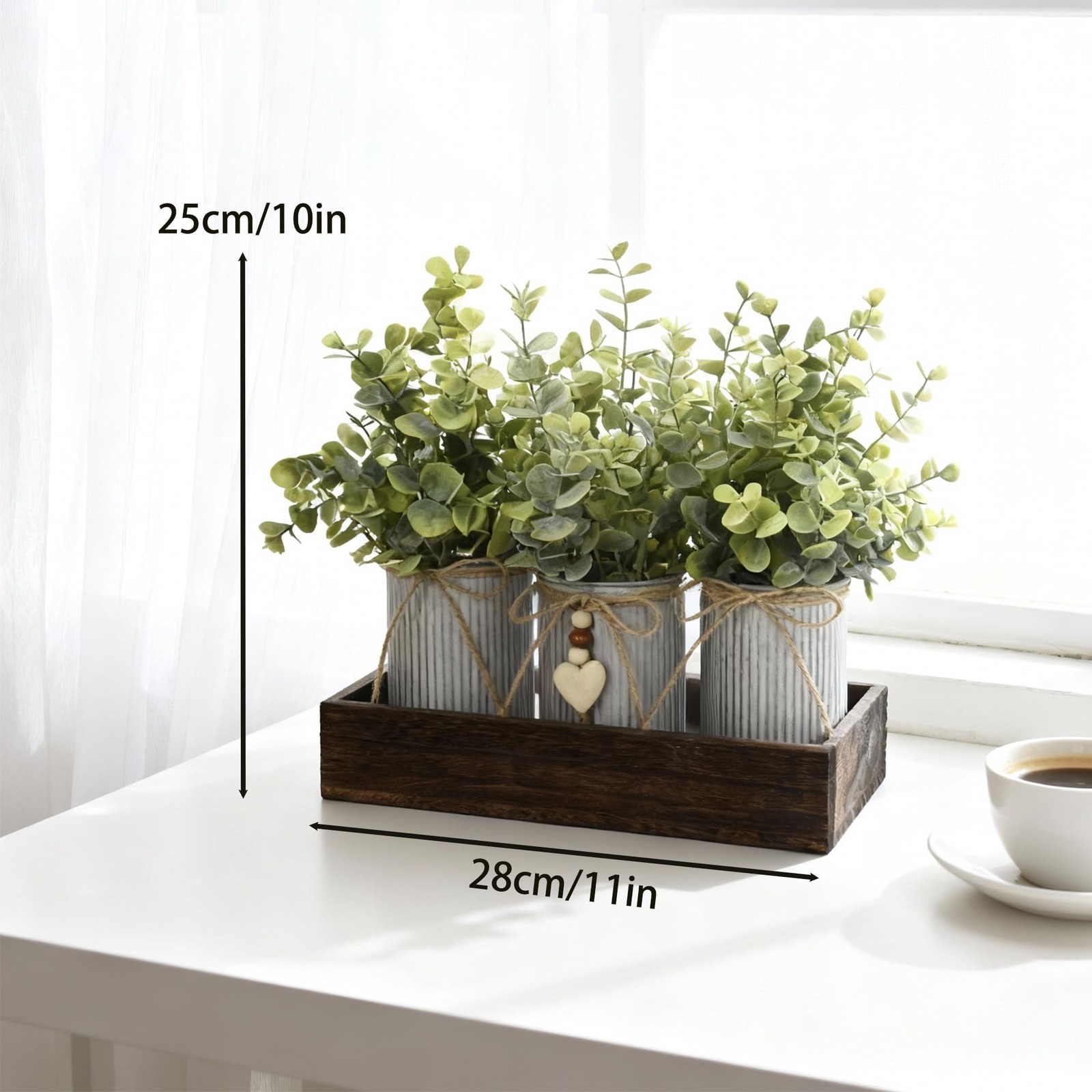 Artificial Flower Decorative Centerpiece, Frosty Green Eucalyptus Table Arran…