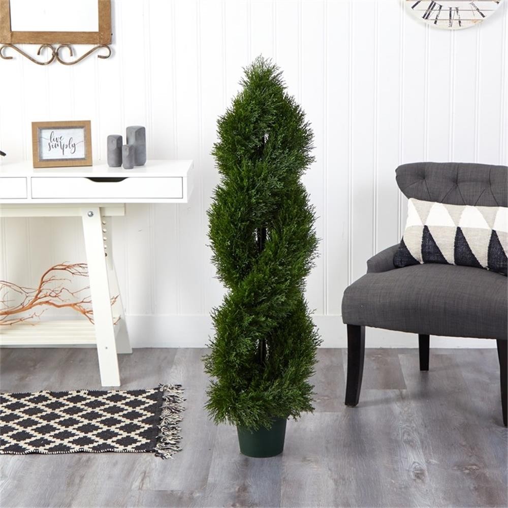 Pemberly Row 48″ Double Pond Cypress Spiral Topiary UV Resistant (1036 Leaves)