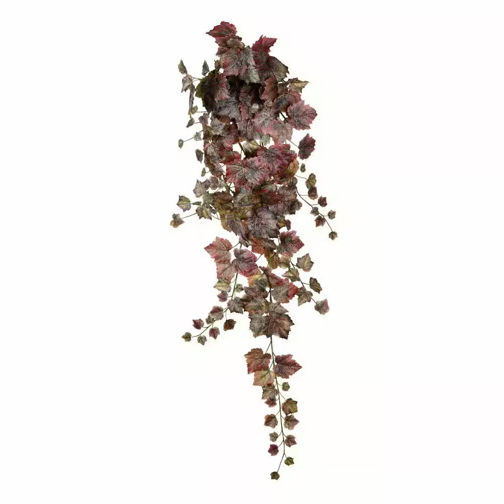 51 In. Burgundy Artificial Grape Leaf Ivy Hanging Basket