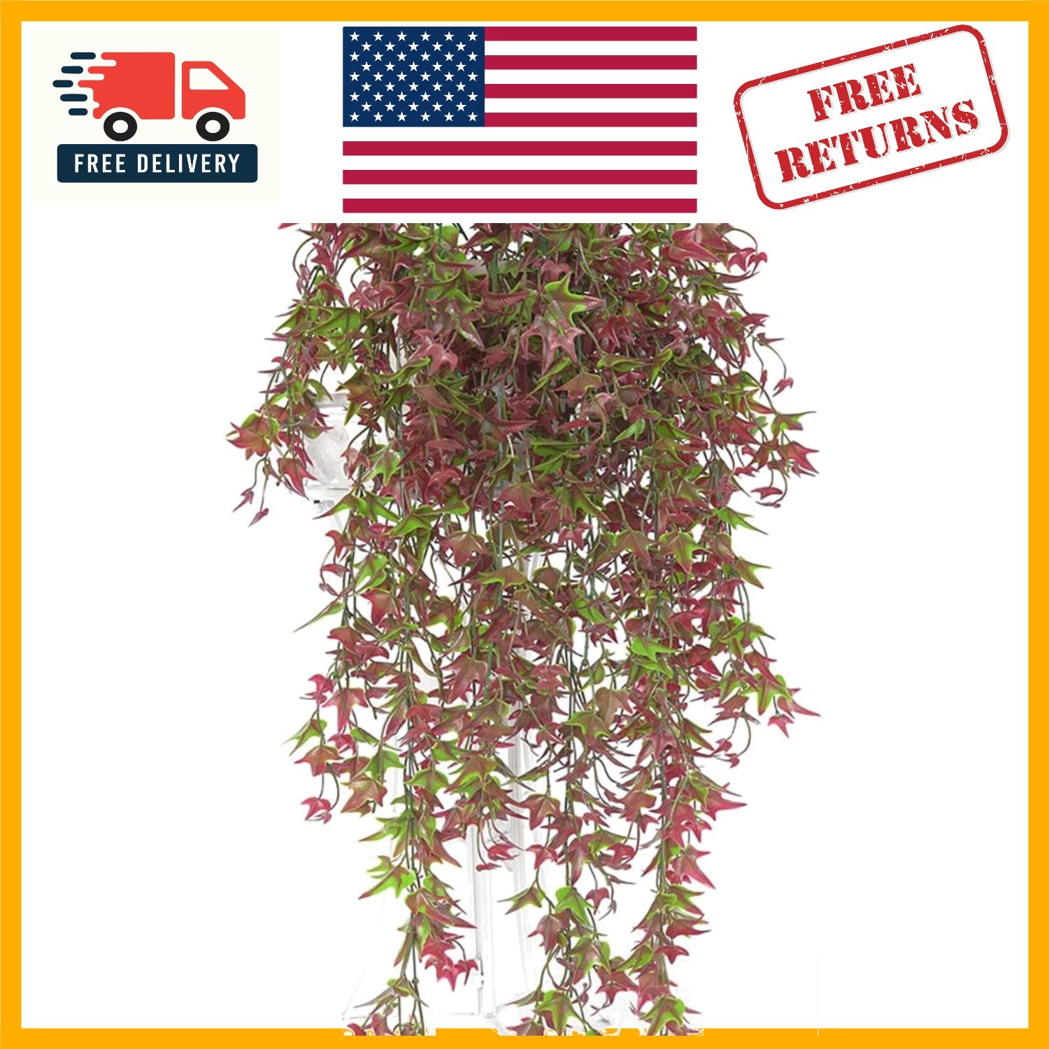 Lifelike Red Ivy Vine – Perfect for Indoor and Outdoor Decoration, 2 Packs