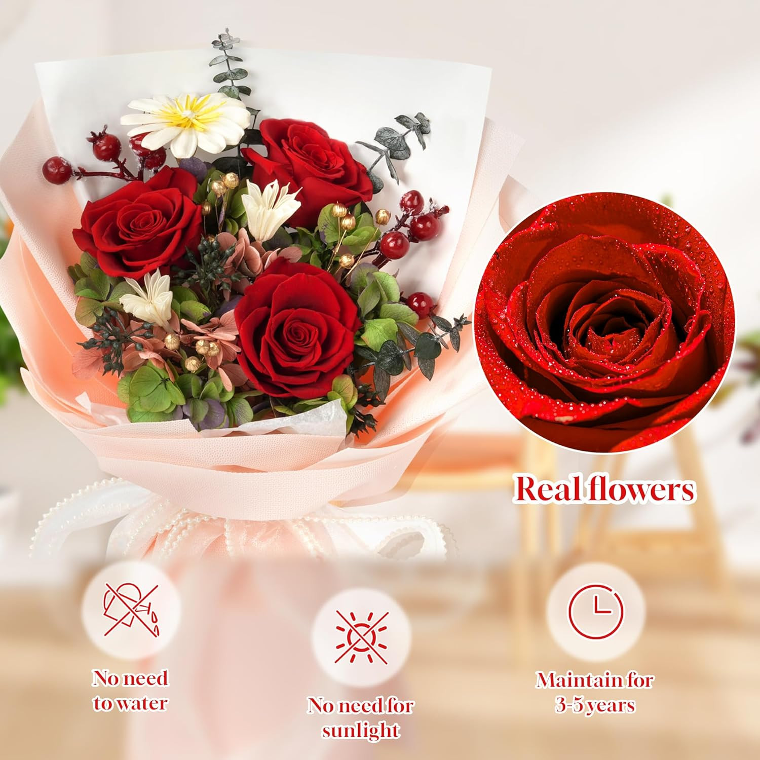 Valentines Day Rose Gifts for Her,Birthday Gifts for Women,Preserved Flowers for