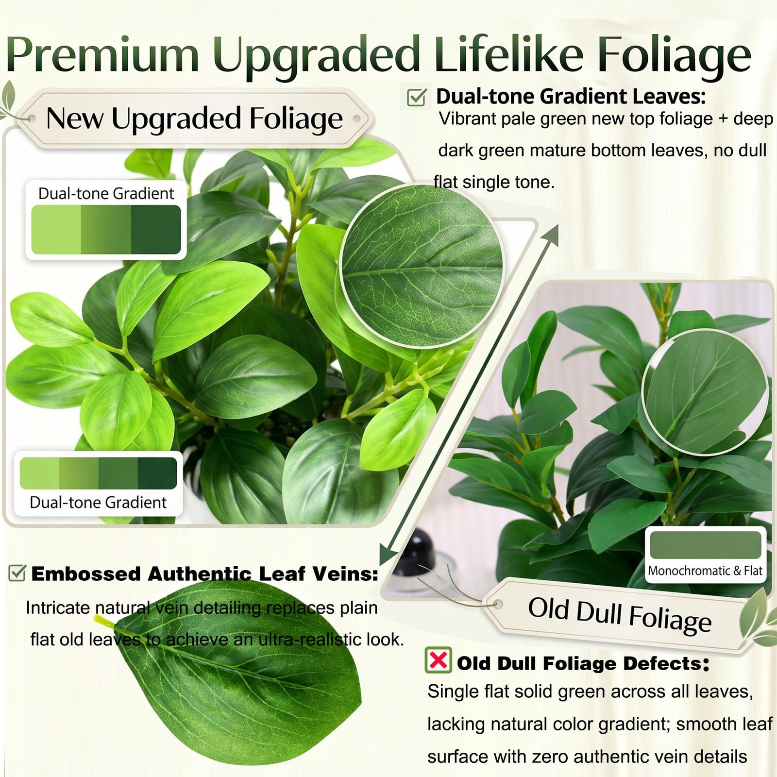 Realistic Artificial Potted Plant Faux Indoor Greenery Home Office Decor Vase