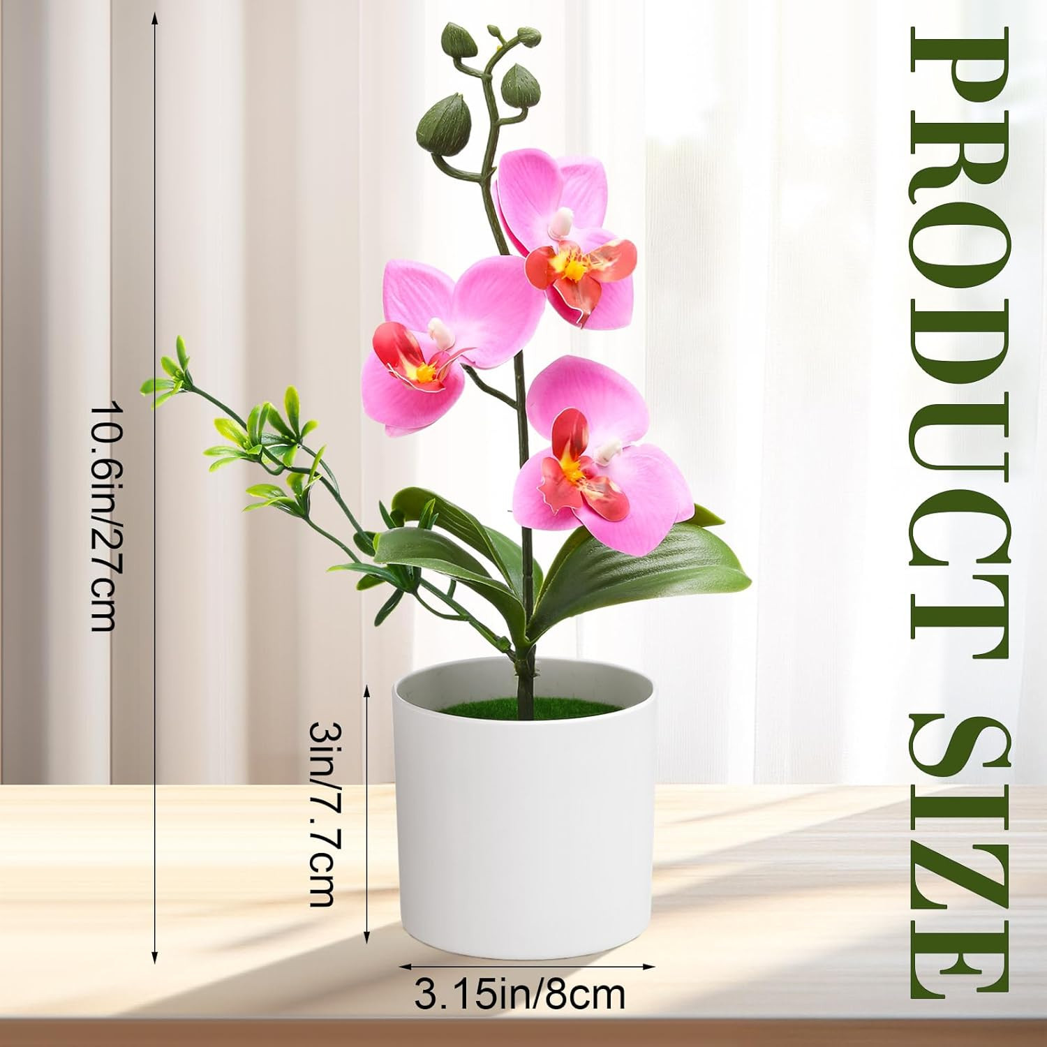 8 Pack Mini Potted Artificial Orchids for Home, Office & Wedding Decor