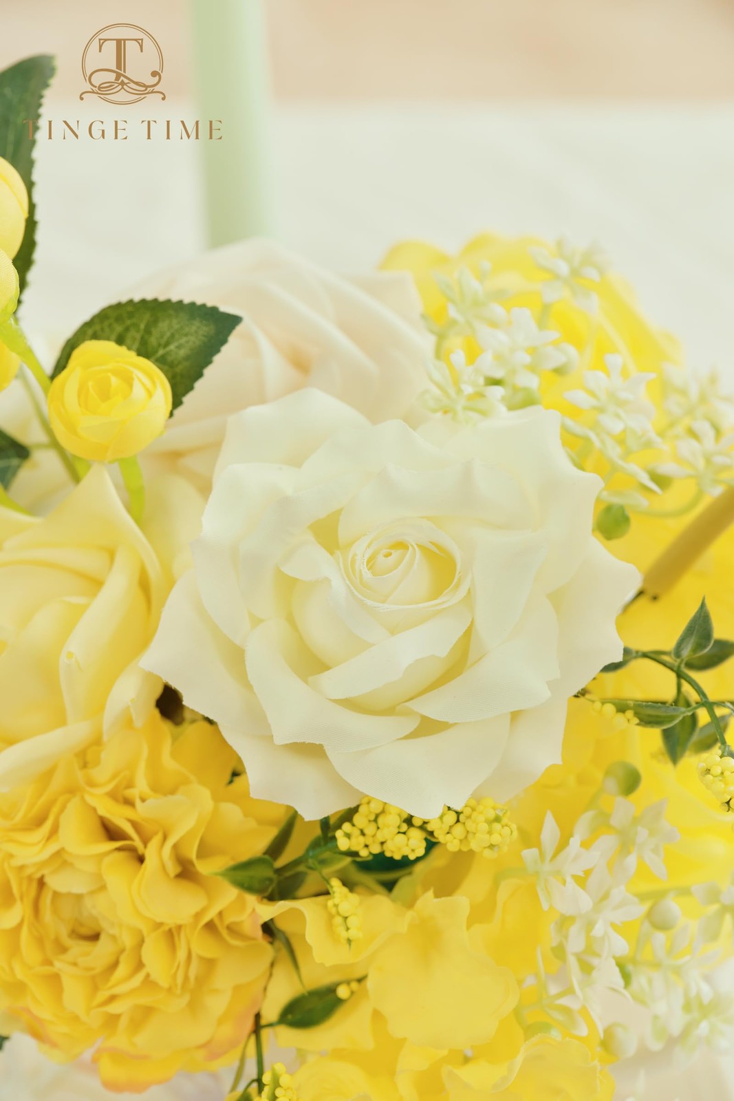 TINGE TIME Artificial Flowers Combo Mix Silk Flowers Yellow Roses w/stem for …