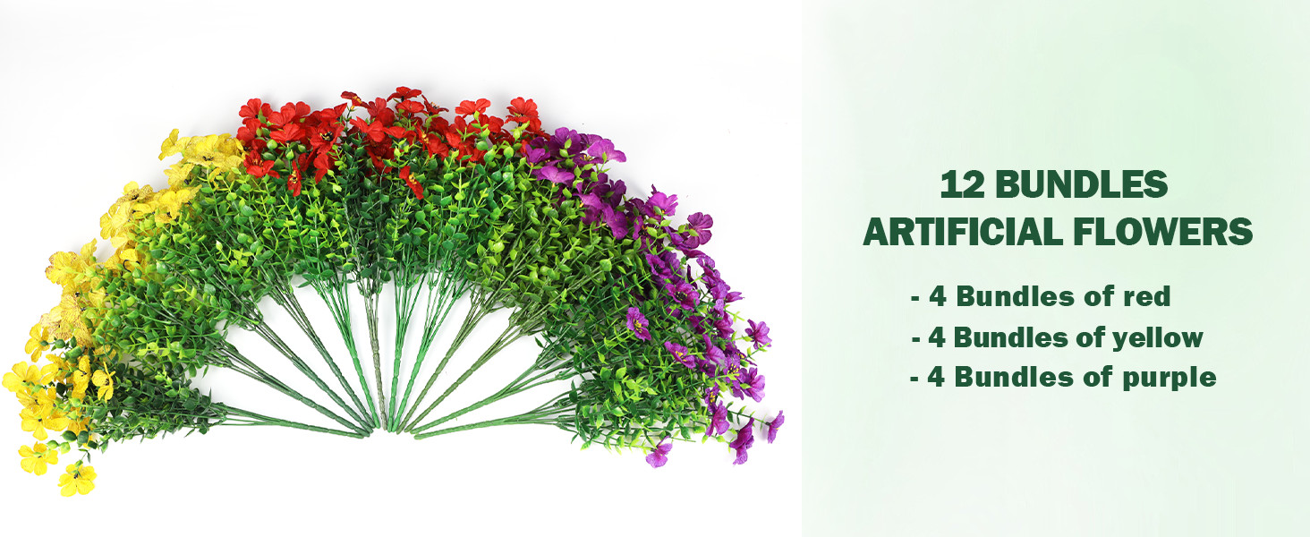 Realistic Artificial Outdoor Flowers UV-Resistant Plastic Fade Resistant Flowers