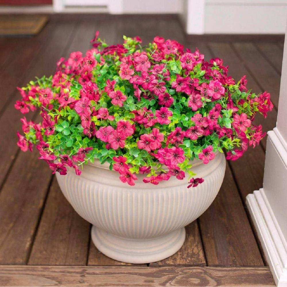 Daisy Eucalyptus 5 In. Rose Red Artificial Flower Branch Stem for Garden Home De