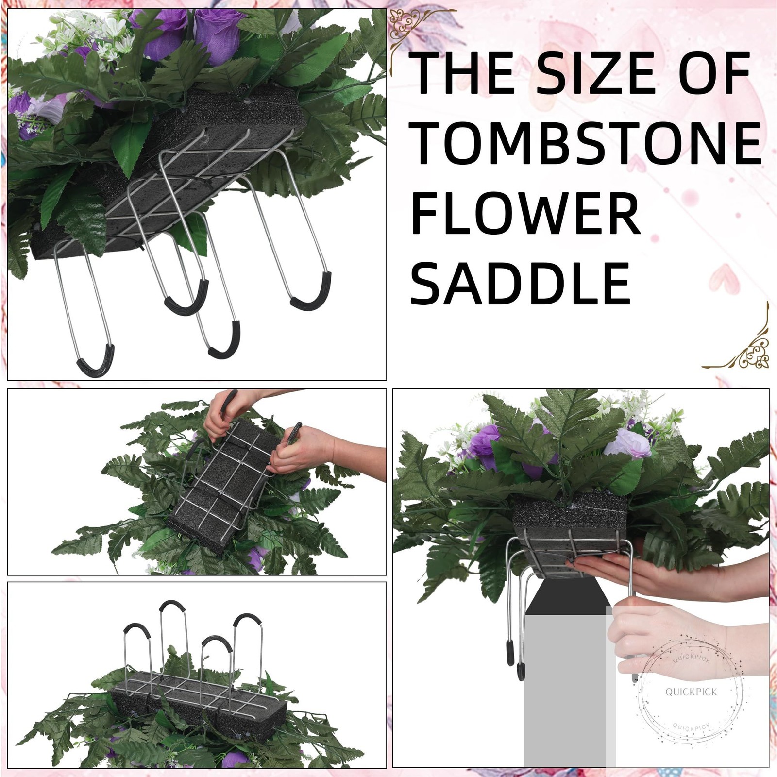 Artificial Cemetery Flowers for Grave,Large Headstone Flower Saddle Realistic